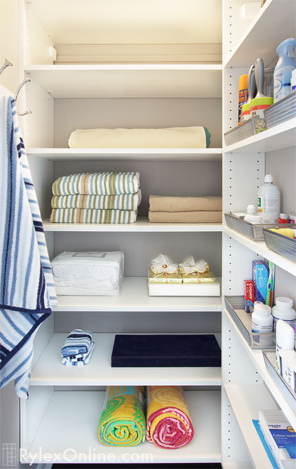 Bathroom Linen Closet with Adjustable Shelves