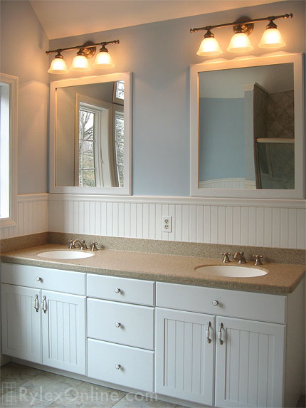 Double Bathroom Vanity with Custom Wainscot Profile