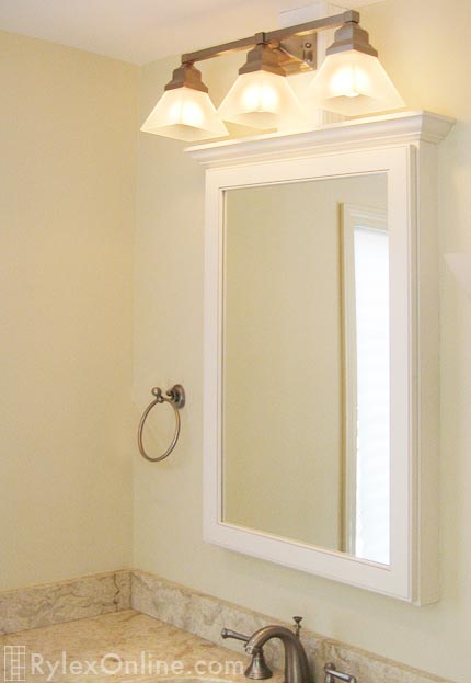 Bathroom Mirror for Recessed Cabinet with Adjustable Glass Shelves