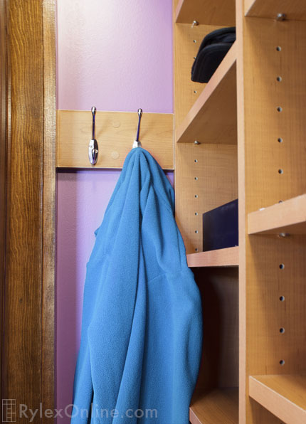 Adjustable Closet with Robe Hooks Close Up