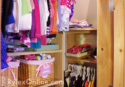 Girl's Closet Melamine Shelves Close Up