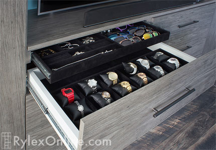 Watch Drawer with Top Tier Jewelry Drawer