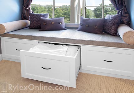 Bedroom Window Seat with Drawer Storage