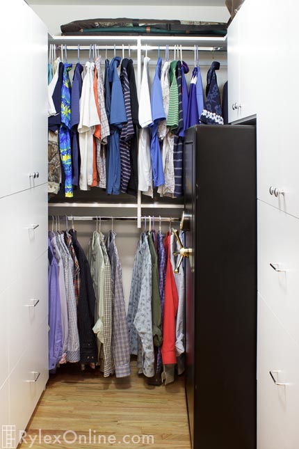 Closet with Cabinets and Hanging Storage in Awkward Angled Home Space