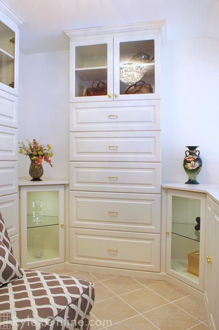 Closet Cabinets with Varied Depth Drawers