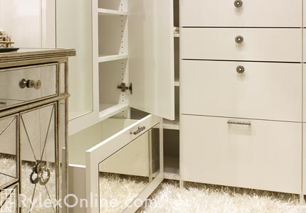 Closet Mirrored Drawer with Cabinet Drawers