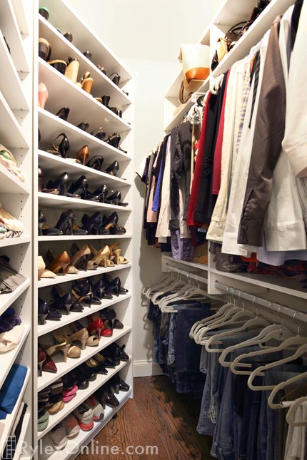Closet with Multiple Open Shoe Shelves