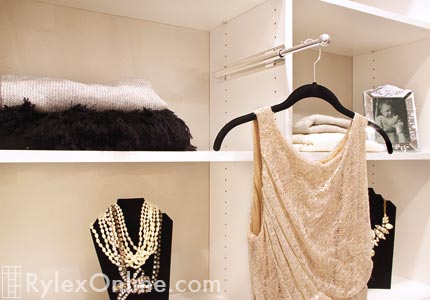 Dressing Room Shelves with Valet Rod Close Up