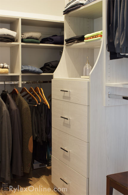 Dual Closet with Men's Hanging Pants with Hutch