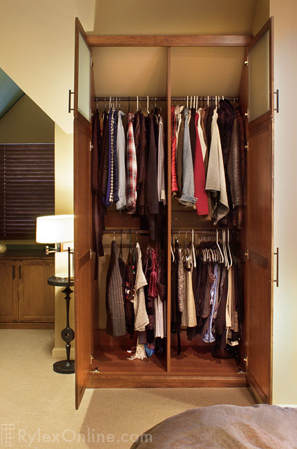 Dual Wardrobe Cabinets for Sloped Ceiling Bedroom