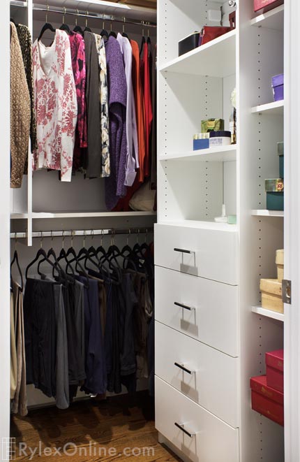 Walkin Closet with Open Shelves and Hanging Space