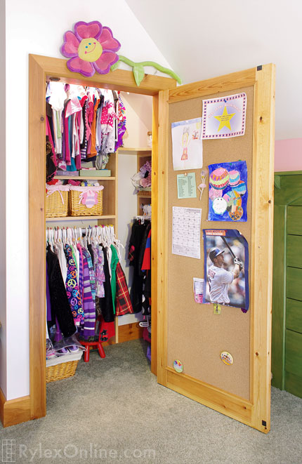 Girl's Reach In Closet with Adjustable Melamine Shelving