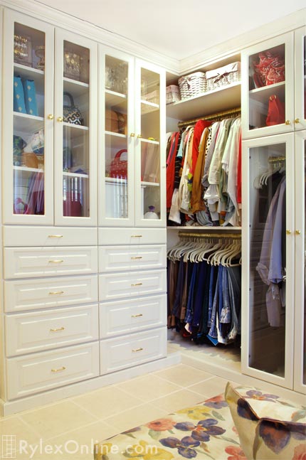 Closet Cabinets with Drawers and Glass Doors