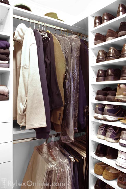 Hanging Closet Space with Open Shoe Shelves