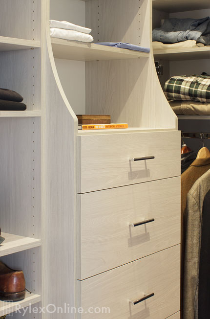Men's Closet Hutch with Drawers Close Up