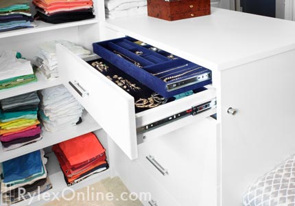 Closet Two Tiered Velvet Lined Jewelry Drawer with Lock