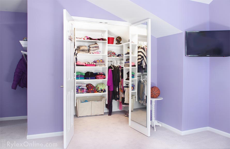 Closet Cabinets with Adjustable Open Shelves and Hanging Space