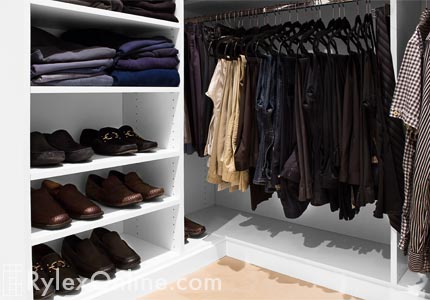 Men's Closet with Adjustable Shoe Shelves Bottom Angle