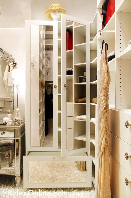 Mirrored Closet Cabinet with Drawer Close Up
