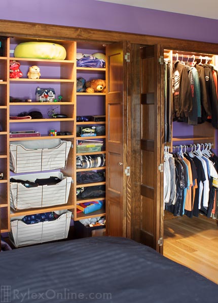 Open Closet Shelves and Hanging Rods