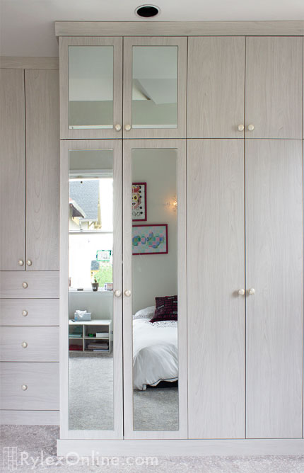 Kid's Drawer Cabinet and Mirrored Cabinet Doors
