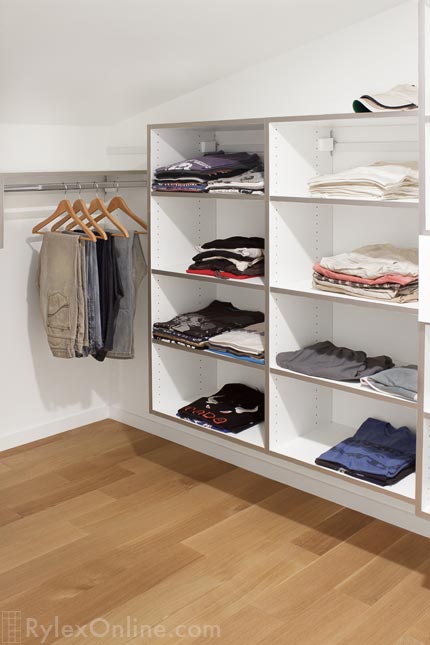 Contemporary Teen Closet with Open Shelves