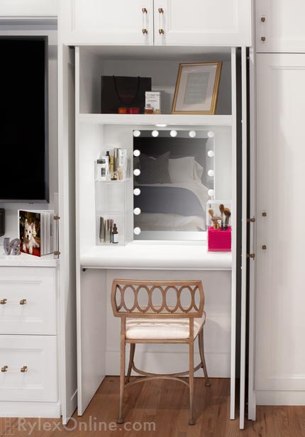 Wardrobe Cabinet with Makeup Desk and Closing Doors