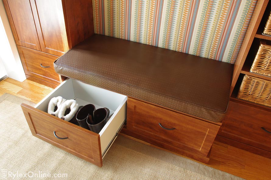 Tailored Entryway Boot Drawer Bench with Cushion