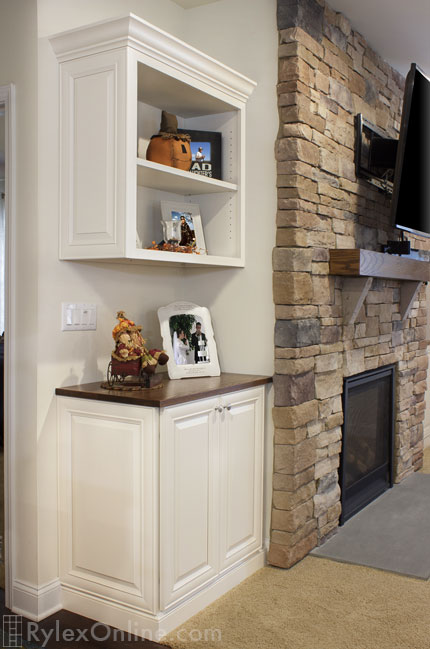 Fireplace Cabinets Topped with Oak Slabs