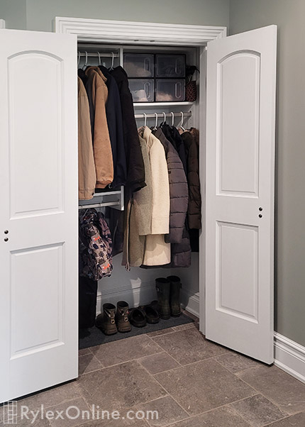 Coat Closet with Multiple Level Hanging Rods