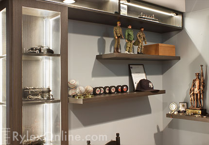 Display Cabinet for HO Train Collection and Floating Shelves