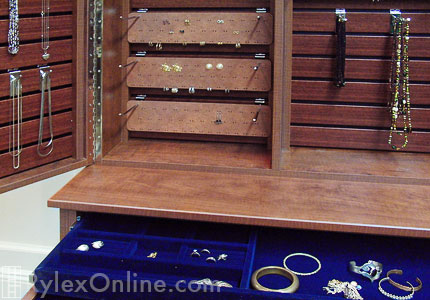 Multi-Tiered Jewelry Drawer, Velvet Lined Close Up