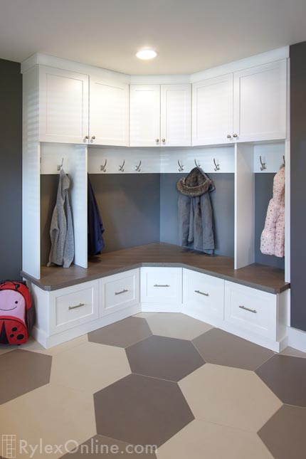 Mudroom Equipped with Benches and Storage Drawers