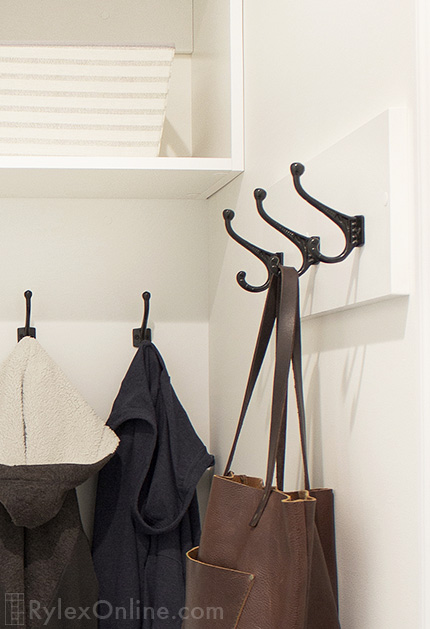 Mudroom Coat and Purse Hooks Close Up