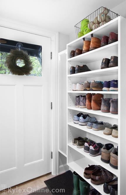 Elevated Mudroom Shoe Shelves Keep Shoes Off Floorway