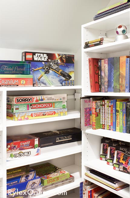 Game Closet with Adjustable Shelves
