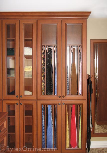 Custom Closet Tie Cabinet with Glass Doors
