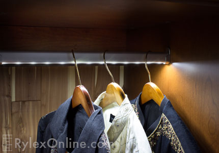 Lighted Clothes Rod in Cedar Closet