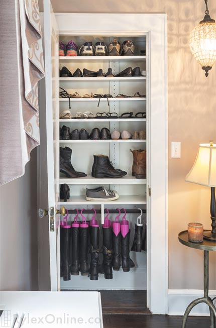 Shallow Shoe Closet with Adjustable Shelves