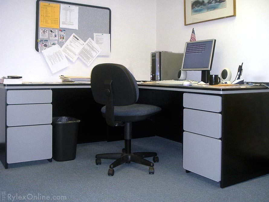 L-Shaped Commercial Office Desk Maximizing Desktop Space