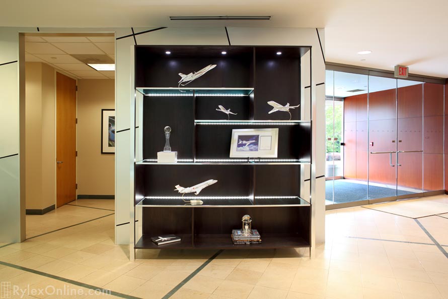 Contemporary Sleek Display Cabinets for Commercial Lobby