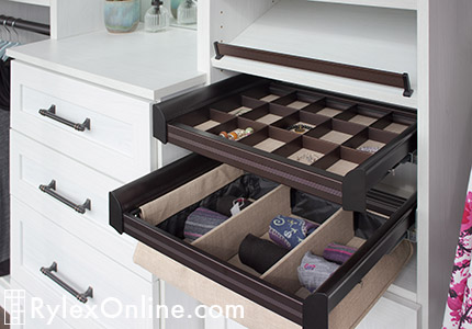 Double Tiered Accessories Pullouts for Socks and Jewelry with Dividers