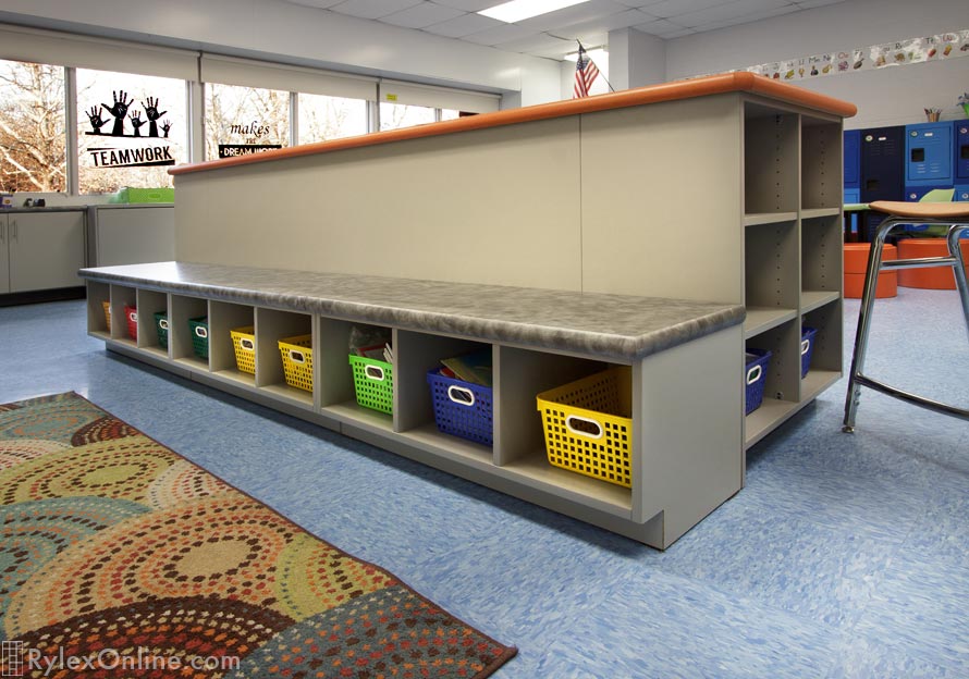 Classroom Work Station with Storage Cubbies Close Up
