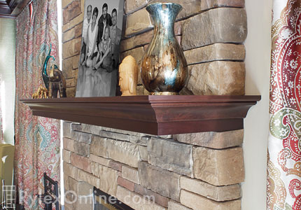 Custom Wood Fireplace Mantel Close Up Angled