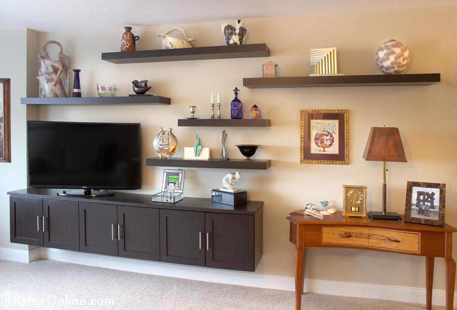 Floating Wall Mounted Cabinet with Elegant Matching Floating Shelves