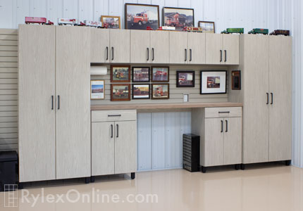 Garage Cabinets with Drawers and Solid Walnut Wood Countertop