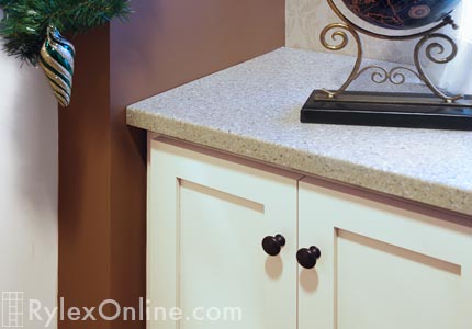 Fireplace Cabinet with Corian Counter Close Up