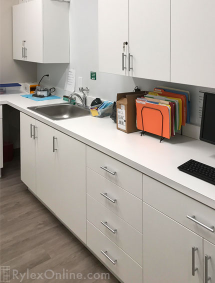 Dental Office Lab Cabinets with White Counter