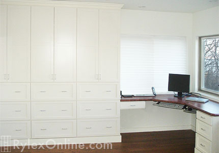 Shaker Cabinet Home Office Storage and Mahogany Corner Desk Overview