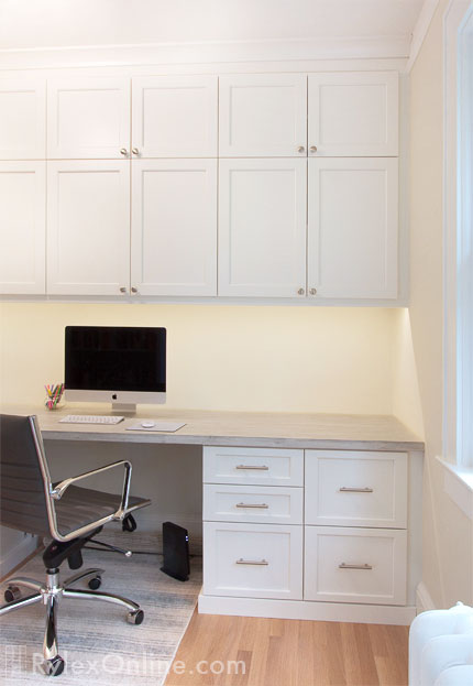 Home Office with Overhead Storage Cabinets